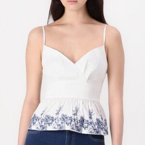 ✨GUESS White & Blue Floral Peplum Top✨